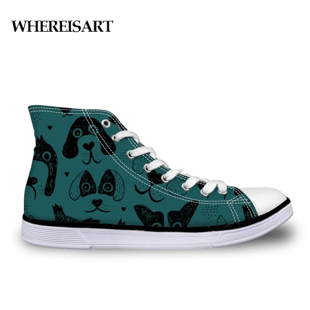 

WHEREISART Chihuahua Print Men's Vulcanized Shoes For Men Lace Up Basketball Sneakers Student Fashion Canvas Schuhe Herren Walk