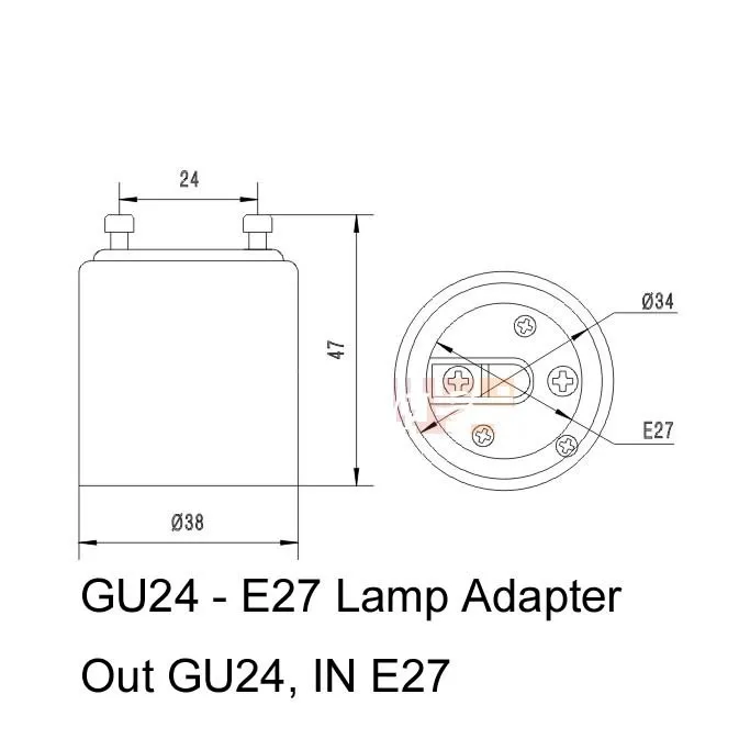 GU24 to E27 LED lamp adapter