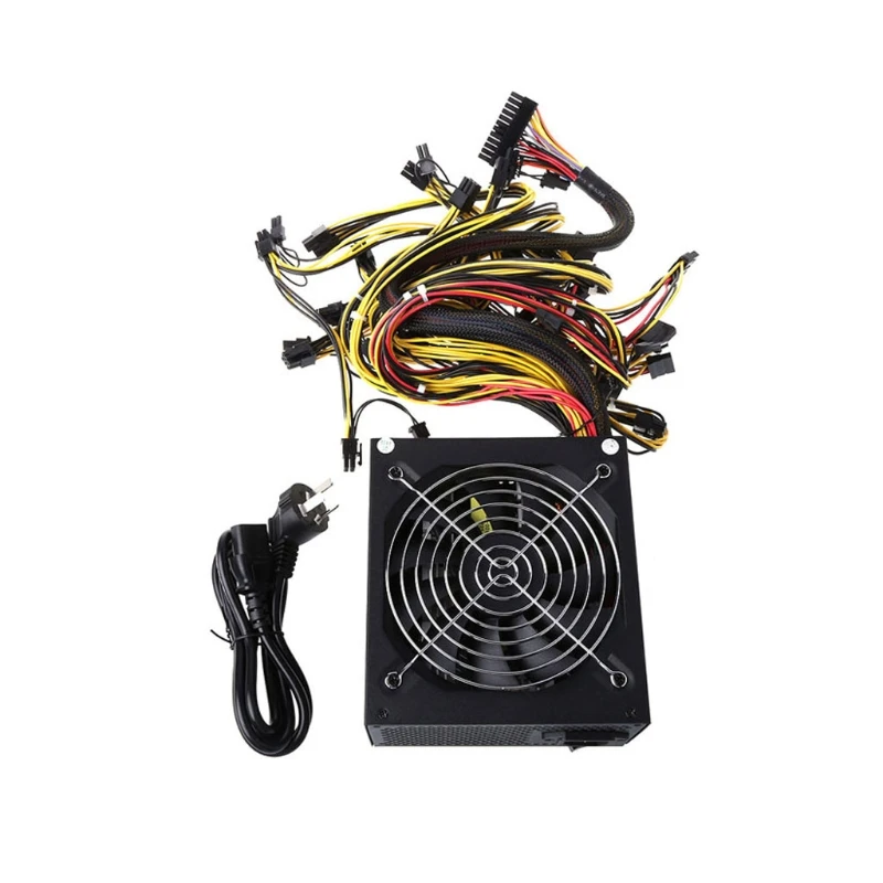 

New Miners Power Supply Fan Set 1600W 12V 128A output Including SATA port 4P 6P 8P 24P connectors Use FOR RX470 RX480 RX570