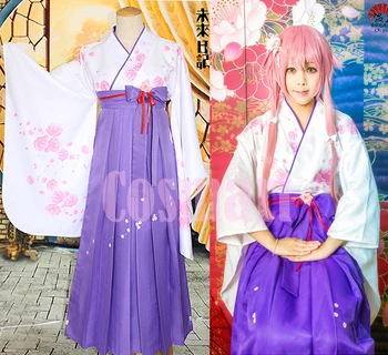 

[Customize]Anime Future Diary Mirainiki Figure Yuno Gasai Kimono Suit Uniform Halloween Carnival Party Cosplay costume for women