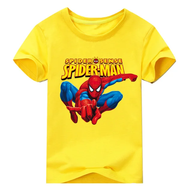 Children Short Sleeve T-shirt For Boy Tee Tops Clothes Girls Cartoon Spiderman Pattern T Shirt Kids 100%Cotton Top CostumeDX034 4