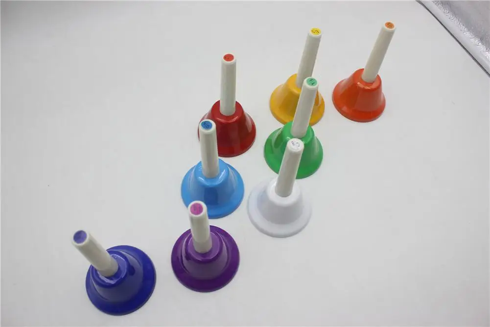 8pcs/set Hand Rattles 8 Tone Colorful Handbell Rattle Metal PVC Percussion Instrument Musical Gift