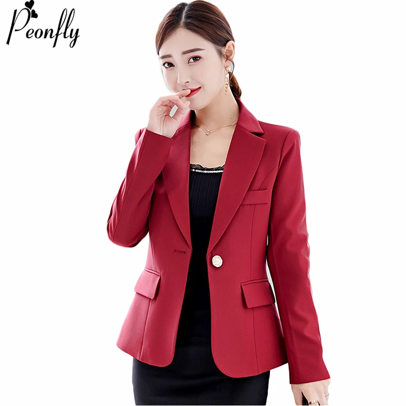peonfly модных женщин деловой костюм красного официальных длинные рукава профессиональных куртку - пускай куртки, костюмы, 2018 осень - зима