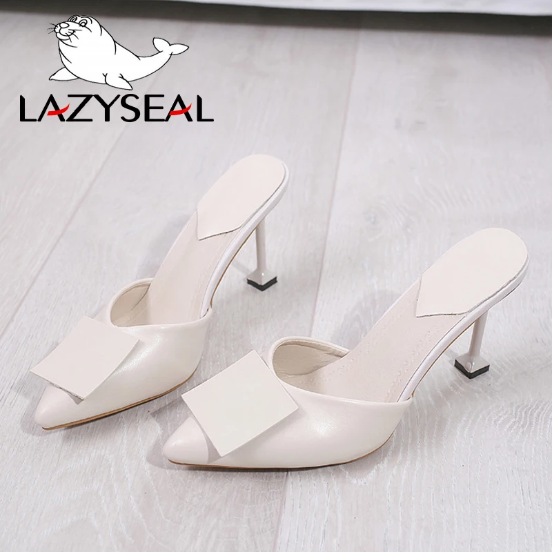 Женские уличные мюли LazySeal летняя обувь с острым носком каблук размеры 34