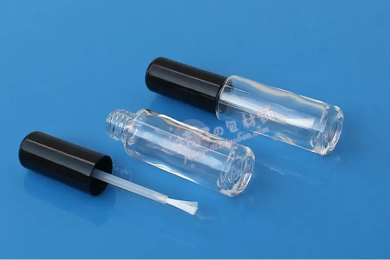 

Free Shipping 8 ml Clear Transparent Glass Liquid Blush Empty Nail Polish Bottle packaging Whit Small Comb Empty Cosmetic 50 pcs