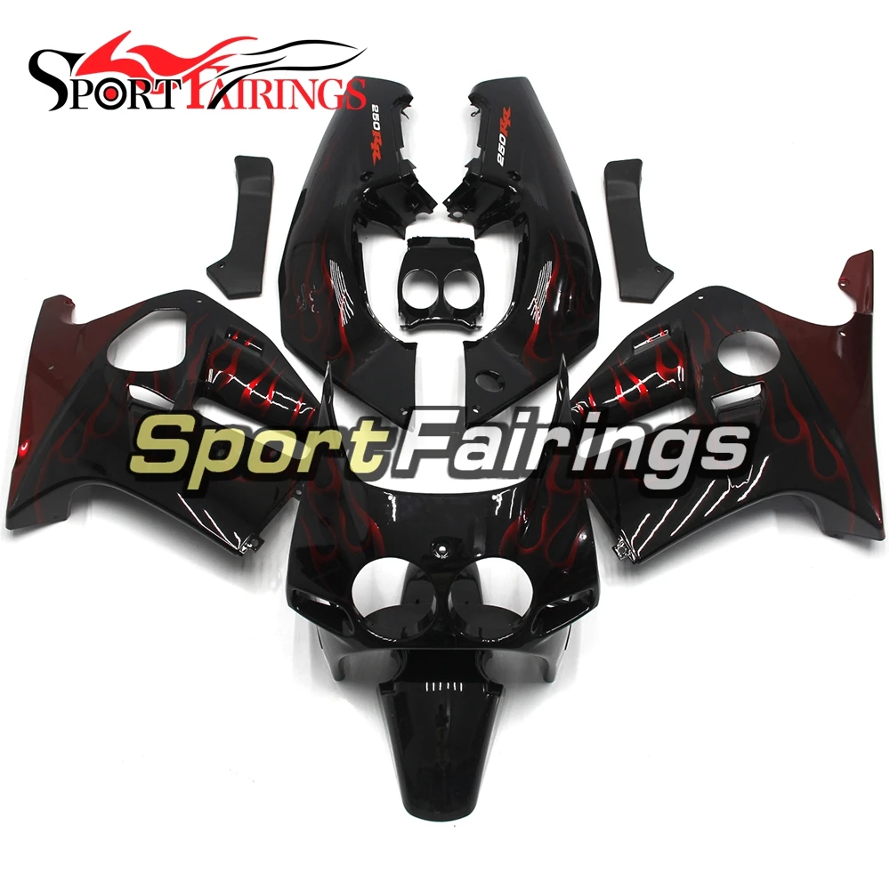 

Motorcycle Injection ABS Plastic Fairing Kits For Honda CBR250RR MC19 88 89 CBR250 1988 1989 Black Red Flames Fairings Cowlings