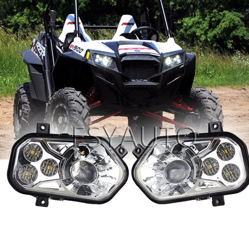 Promotion! Newest Chrome Auto Accessories  ATV led light LED Headlight Kit Headlamp for Polaris Razor Push 1000