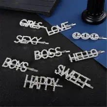 F024 1PC brillante dulce amor letras de SEXY horquillas pinzas para el cabello para niñas estilo herramienta de Hairgrip de cristal Barrette mujeres pelo accesorios