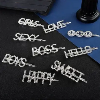 

F024 1PC Shining SWEET LOVE SEXY Letter Hairpins Hair Clips for Girls Styling Tool Hairgrip Crystal Barrette Women Hair Accessor
