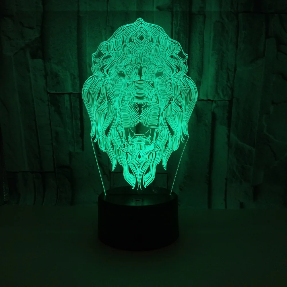 Спальня Лев 3d свет сенсорный 7 красочный визуальный декоративный подарок Led