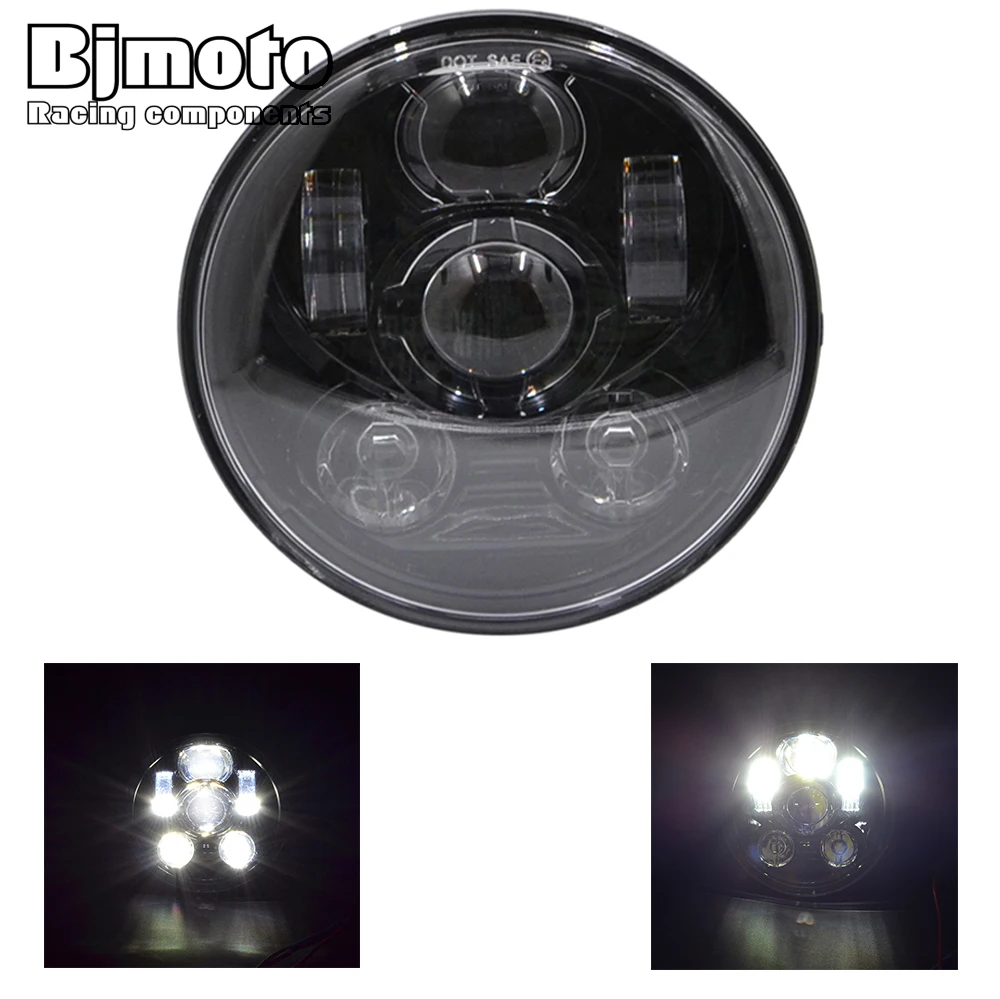 

BJMOTO H4 Wiring Harness Motorcycle LED 5.75" Projector Daymaker Headlight Hi/Lo Beam Headlamp For Harley Dyna Cafe Racer Bobber