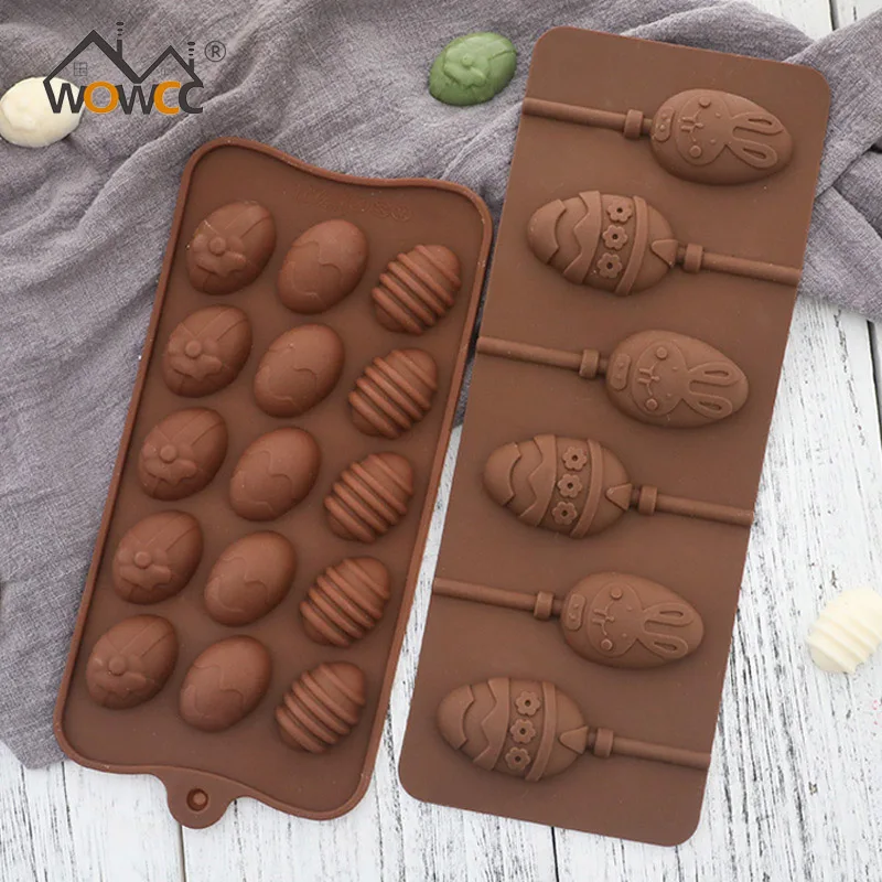 

WOWCC 1pc 15 Holes Easter Eggs DIY Silicone Chocolate Mold Soap Form Candy Bar Cake Decorating Moulds 3D Fondant Molds