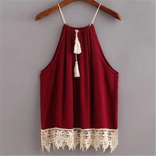 Женская одежда с вышивкой Cami Tassel Drawstring Top Tanks Camis Tops shirt Холтер жилет женская одежда