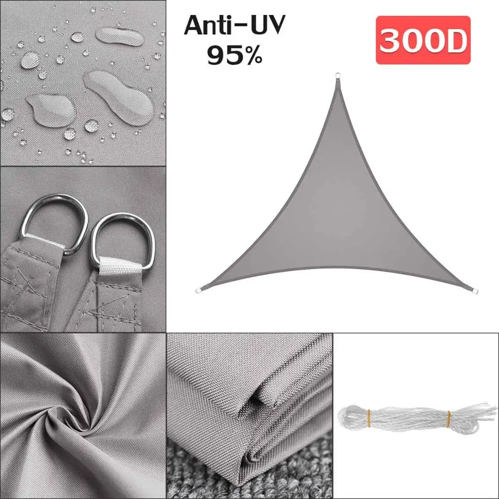 3x4x5 м 280GSM HDPE правый треугольник тент навес парус Солнце Открытый водонепроницаемый солнцезащитный навес парус сад патио бассейн Кемпинг Пикник палатка - Цвет: Grey 3x3x4.3