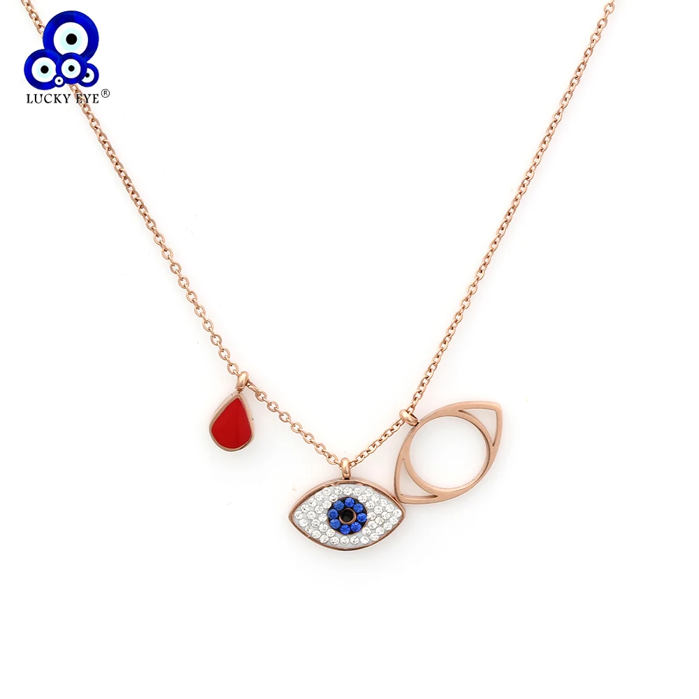 

Lucky Eye Crystal Pendant Necklace Evil Eye Titanium Steel Choker Necklace For Women Girl Jewelry EY3398