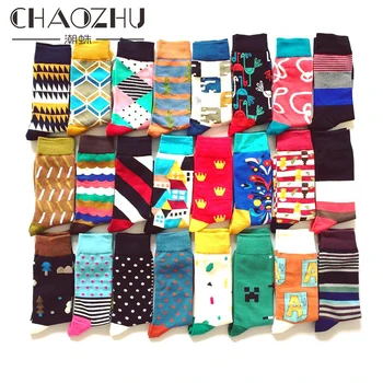 

CHAOZHU Men's Cotton Fancy Socks gather weeding business daily gift socks crew fancies autumn winter long male socks Trendy