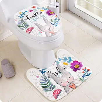 

Cartoon Toilet Cover Set Fashion Toilet Seat Cover Thickening Bathroom Mat Set
