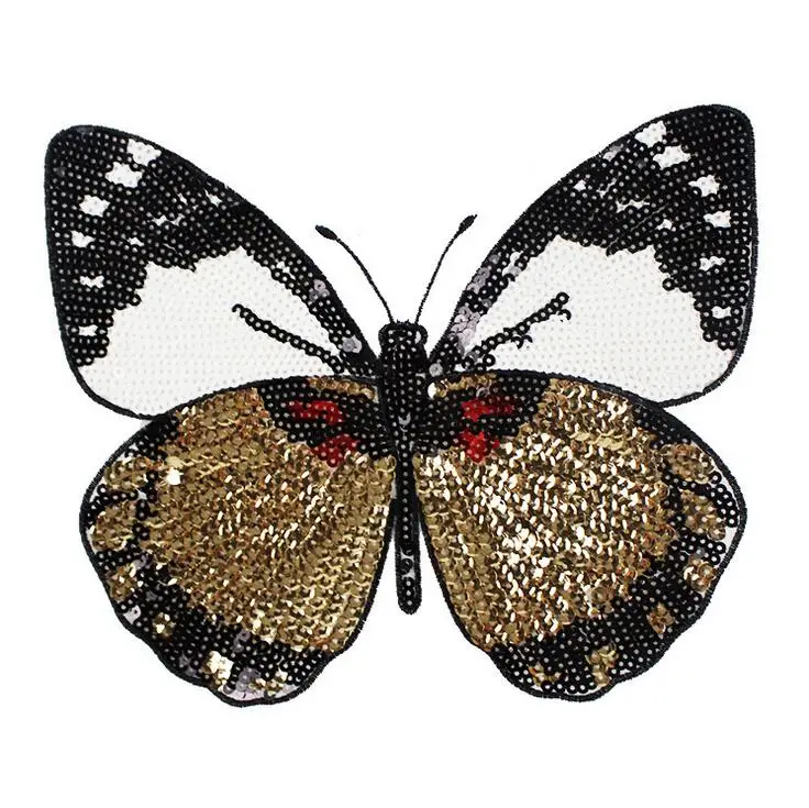 Новая кружевная вышивка бабочки аппликация ткань с пайетками свитер Одежда патч наклейки футболка diy украшения