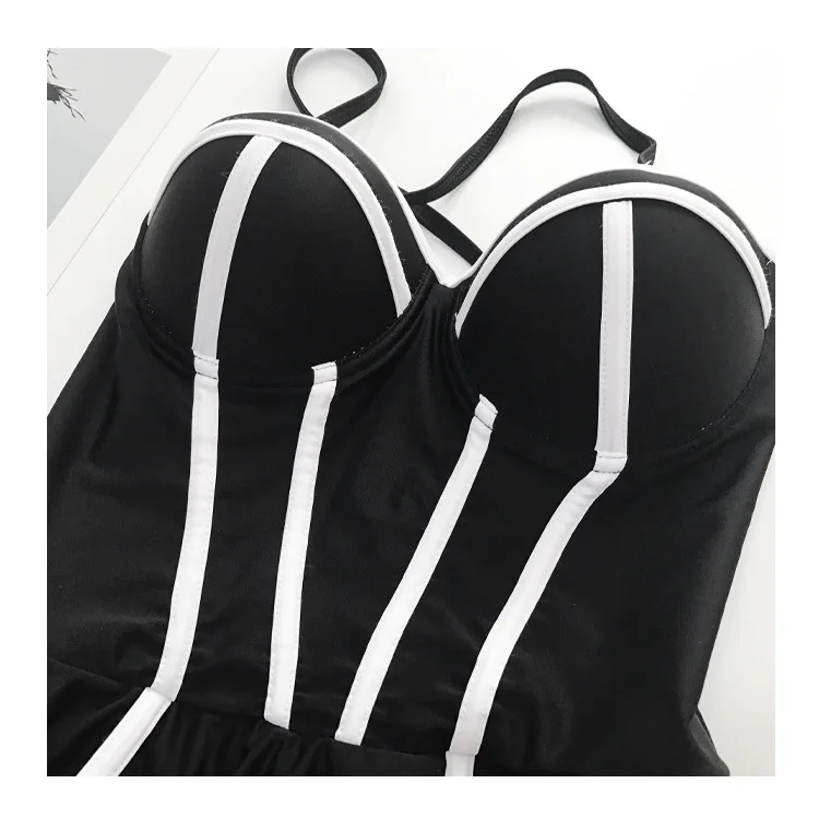 Купальник женский слитный купальный костюм, цельный, плюс размер, женский купальник с открытой спиной, на косточках, с кронштейном, юбка, брюки, однотонный полиэстер