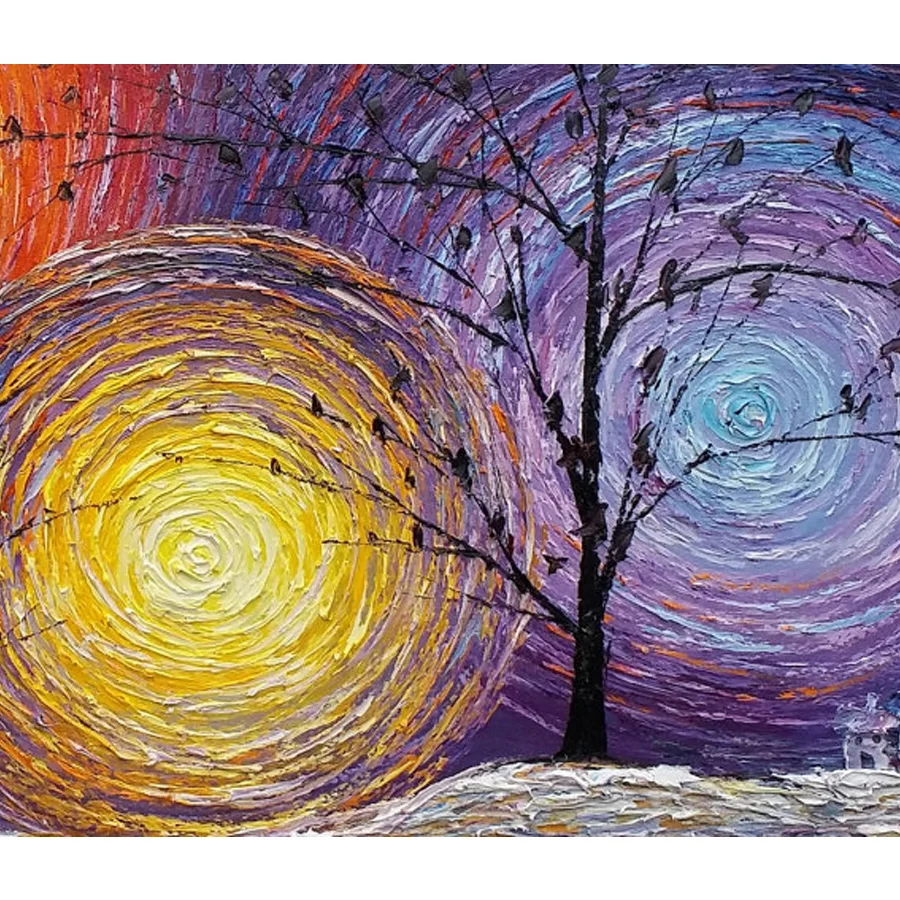 Peinture A L Huile Sur Toile Grand Tableau Abstrait Vent Rond Peint A La Main Tableaux Muraux Modernes Abstraits Pour Decor De Salon De Maison Aliexpress