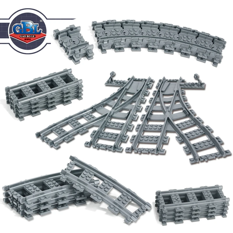 

Ausini Flexible City Compatible Legoing Trains Rails Track Railway model sets Forked Straight Curved Building Blocks Bricks Toys