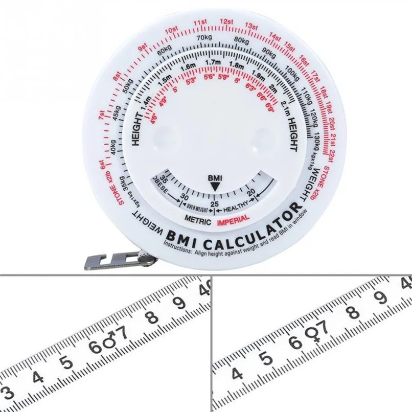 Body Mass Measuring Tape w BMI Calculator - Fitness Weight Loss Muscle Fat Test #4l19 (3)