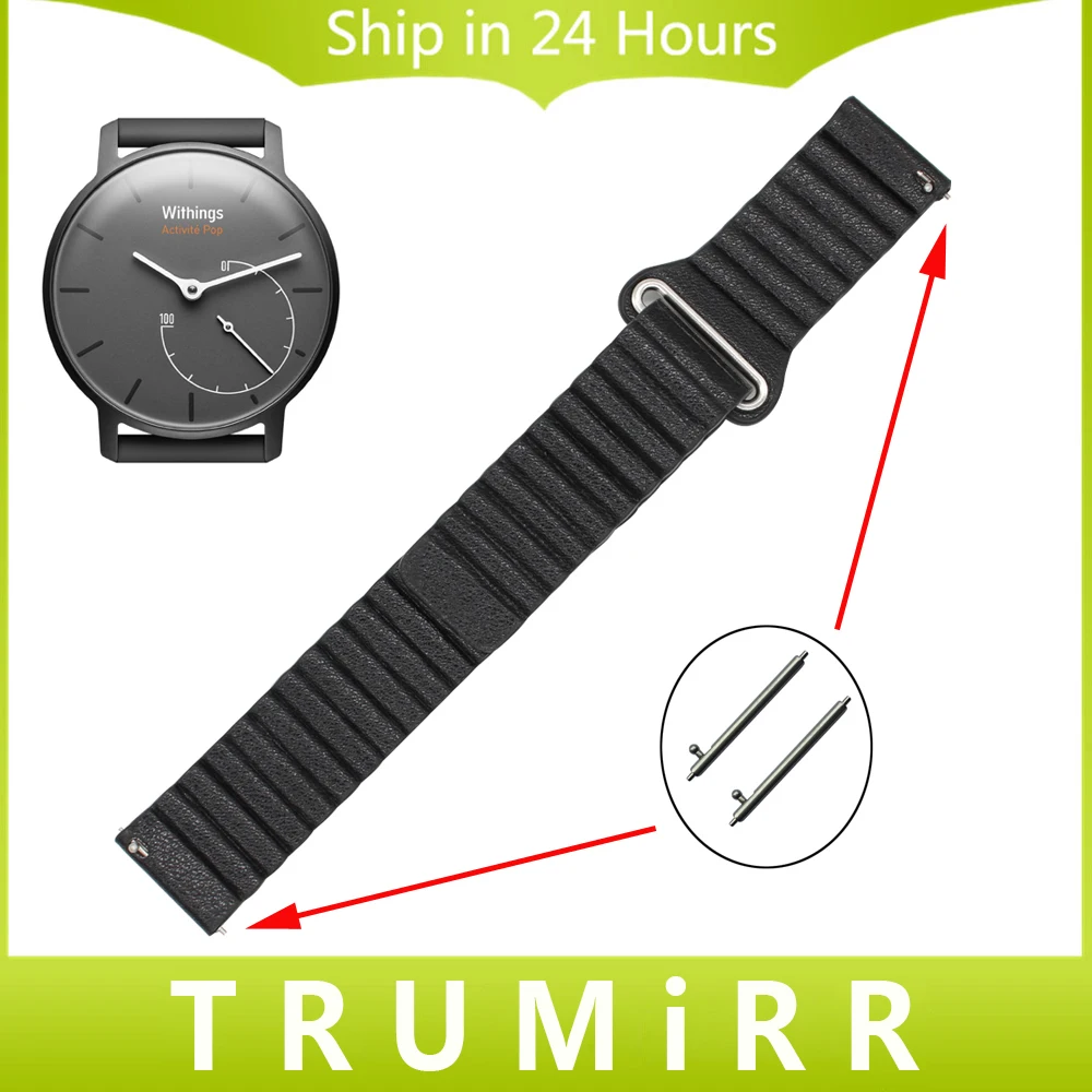

18mm Genuine Leather Watch Band Quick Release Strap for Withings Activite / Steel / Pop Magnetic Buckle Bracelet Black Brown Red