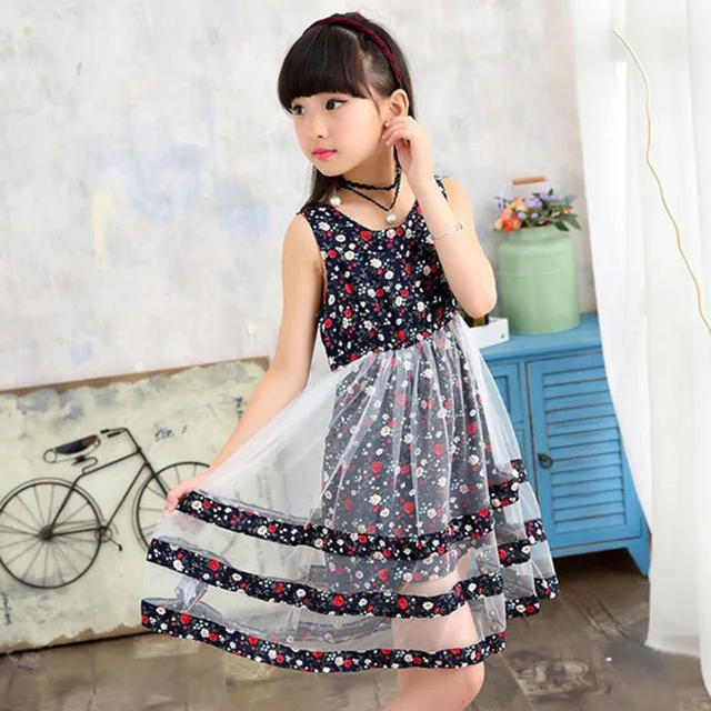 Girls Dress Bohemia Style Dresses Girls Sleeveless Floral Dress For ...