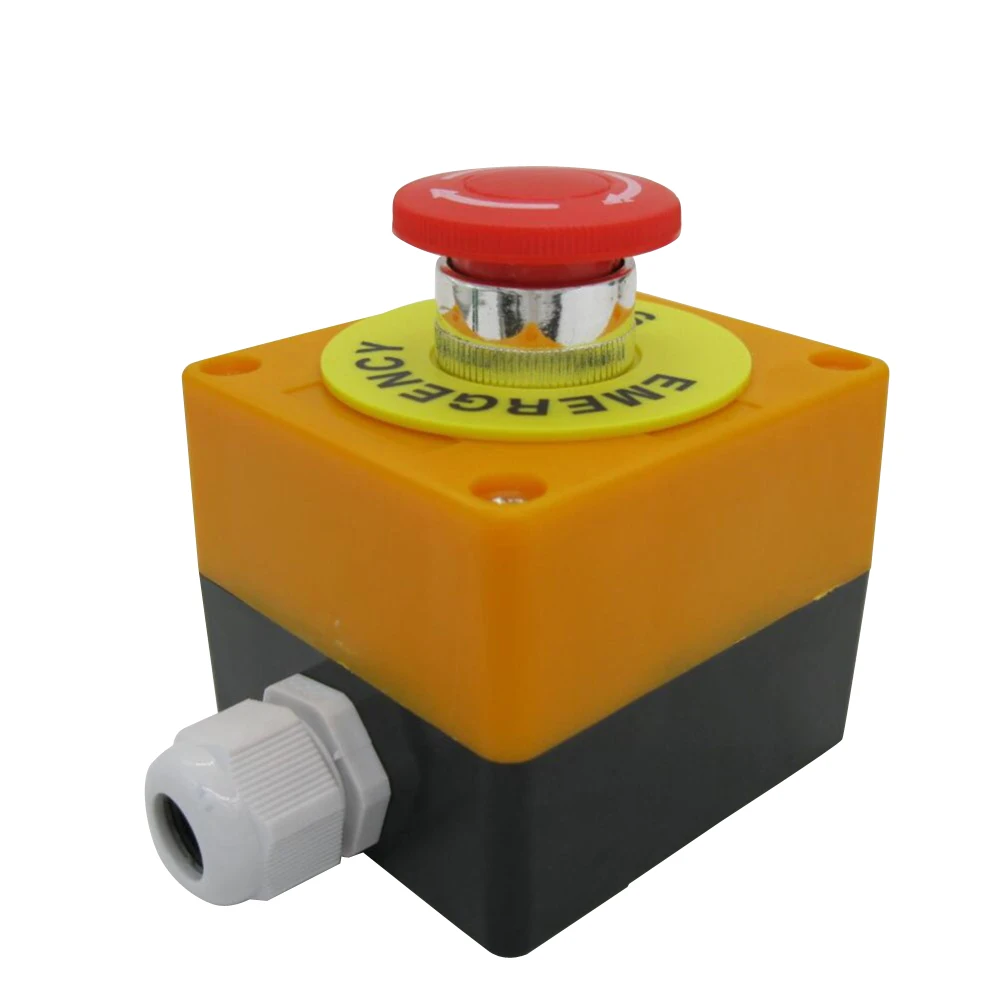 

Red Mushroom Cap Plastic Shell DPST Emergency Stop Push Button Switch AC660V 10A Equipment Lift Elevator Latching e-stop switch