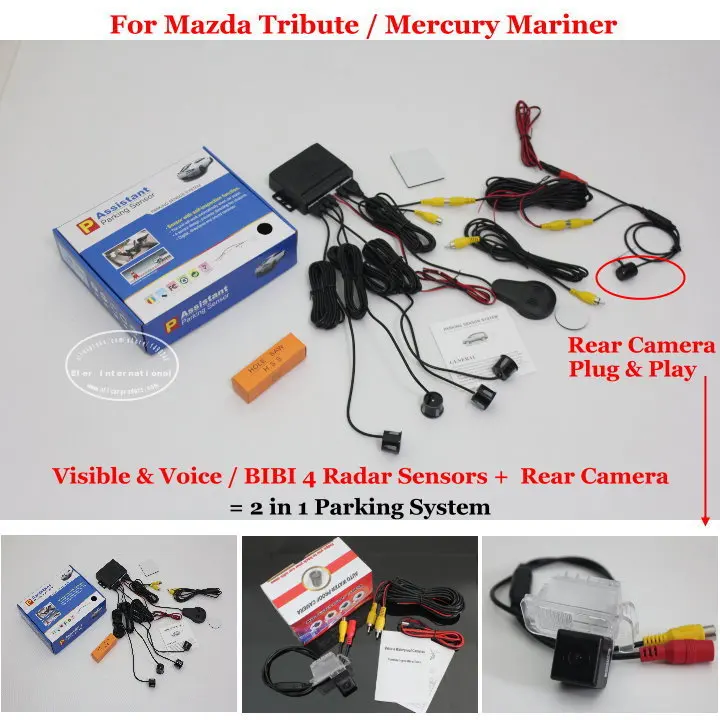 

Liislee For Mazda Tribute / Mercury Mariner - Car Parking Sensors + Rear View Camera = 2 in 1 Visual BIBI Alarm Parking System