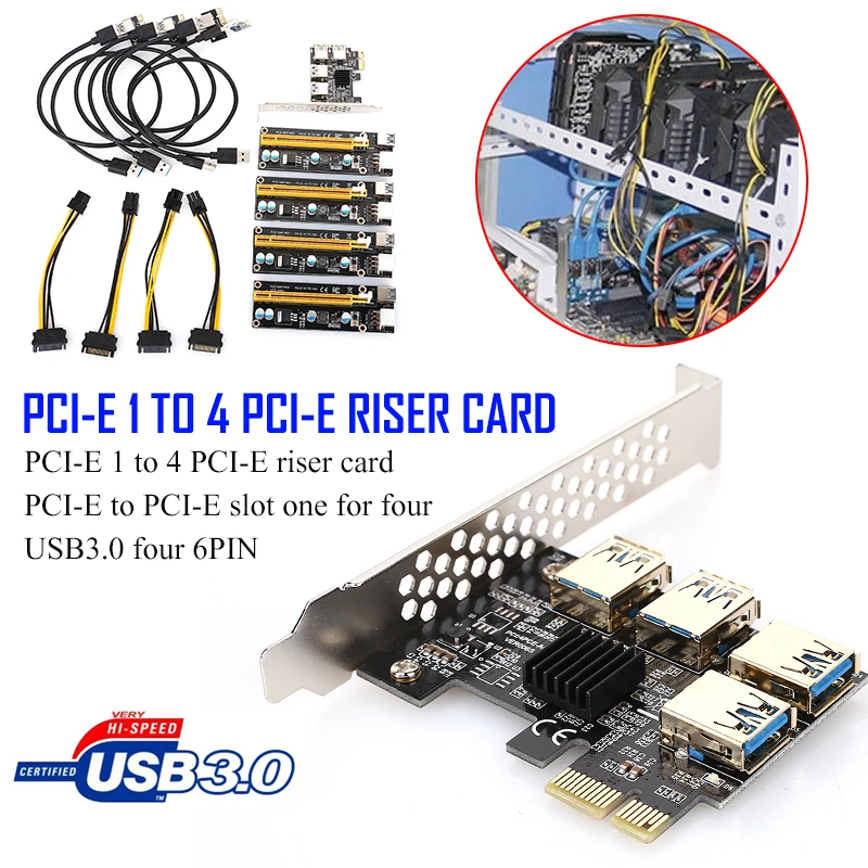 

Durable High Speed USB 3.0 1X 4X 8X 16X Computer PCI Express Riser Card Extended Line with Adapter for BTC LTC Miner