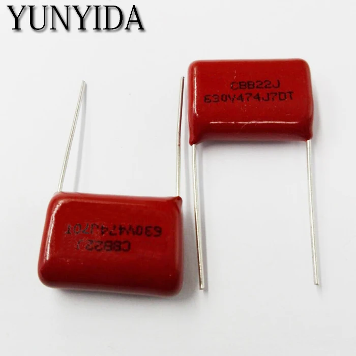 50PCS CBB Metallized Film Capacitor 0.47uF 474J 630V P=20MM