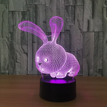

Rabbit 3D lights 7 color touch creative products gift lamp led night light 615