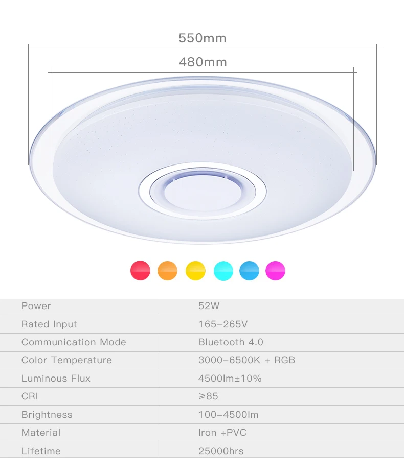 Современные светодиодные потолочные лампы RGB с регулируемой яркостью 25 Вт 36 Вт 52 Вт приложение дистанционное управление Bluetooth музыкальный светильник Фойе Спальня потолочный светильник