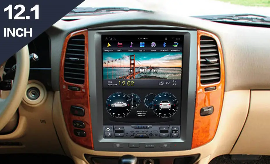 Clearance 12.1" Tesla Android Car Multimedia Stereo DVD GPS Navigation for Toyota Land Cruiser 100 Lexus LX470 2003 2004 2005 2006 2007 2