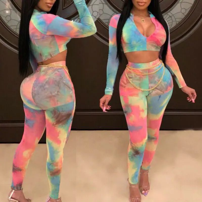

2019 high quality summer dress 2pcs Set Women Ladies Multicolor Print Bodycon Long Jumpsuit Rompers Clubwear