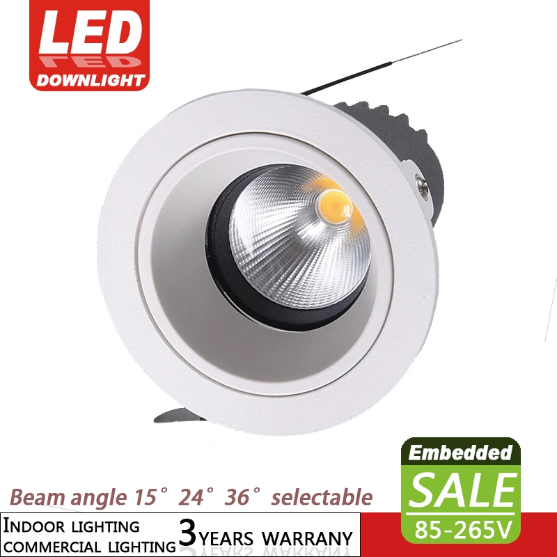 

15° 24° 36° optional beam angle 7W LED spotlight 85-265V showcase cabinet embedded LED spotlight indoor lighting COB spotlight