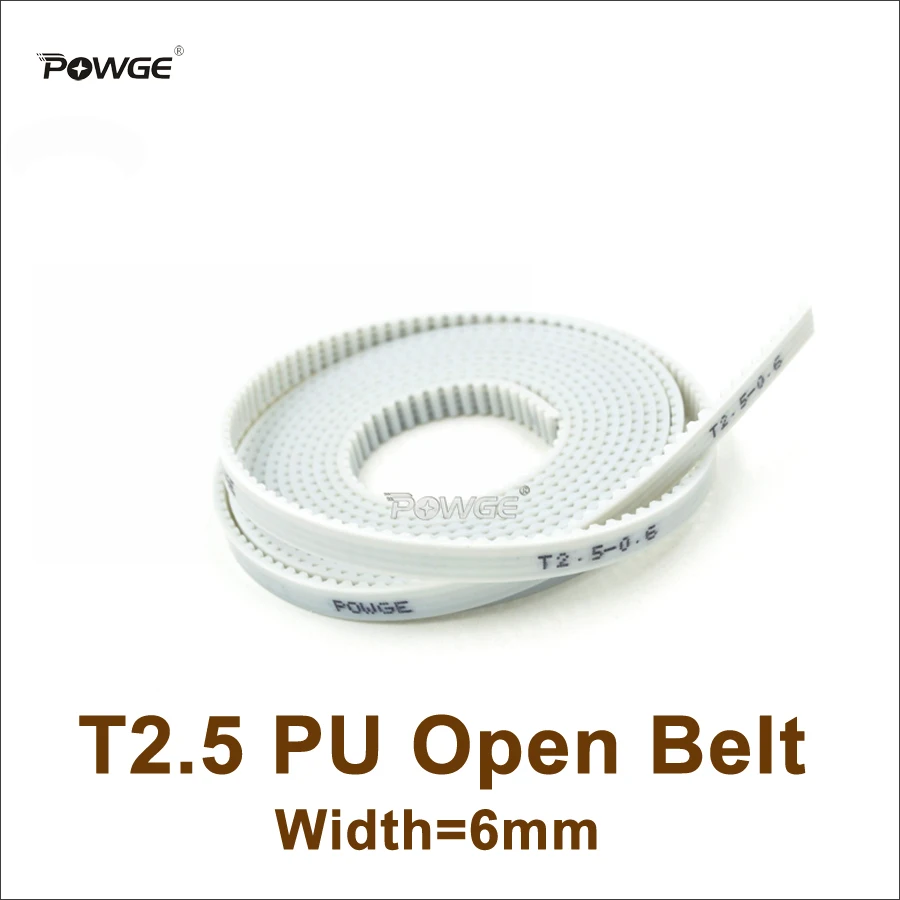 

POWGE 1meters T2.5 PU Open-Ended Timing Belt T2.5-6 Width=6mm T2.5 6 Belt Fit T2.5 Timing Pulley For 3D Printer CNC RepRap