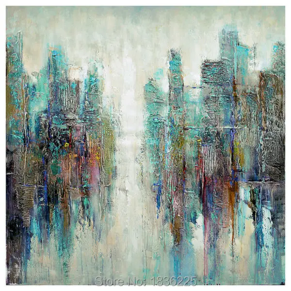 

100% Handmade High Quality Abstract City Landscape Modern Building Wall Art Oil Painting On Canvas For Wall Decor Artworks