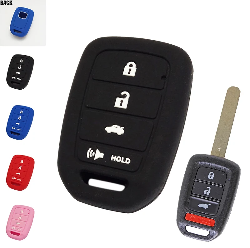 4 Button Silicone Car Key Cover Case For ACCORD CIVIC CR-V Remote Fob Protector