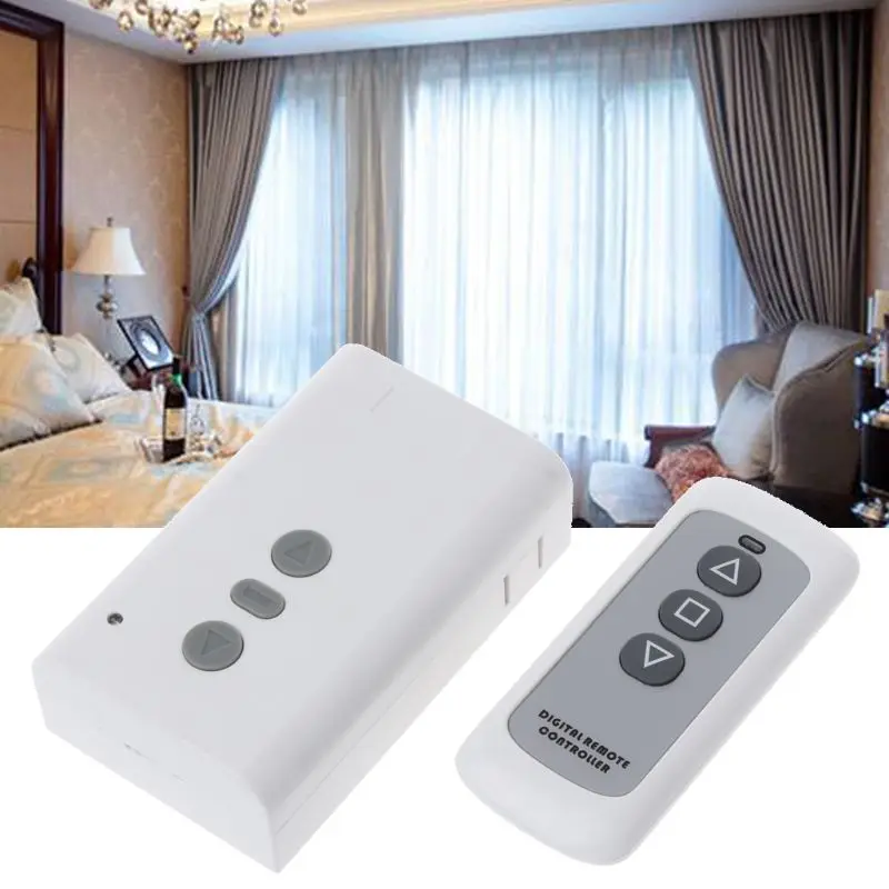 

433MHz AC220V 2CH Relay Receiver RF Transmitter Wireless Remote Control Switch for Door Motor Forward Reverse Curtain Control
