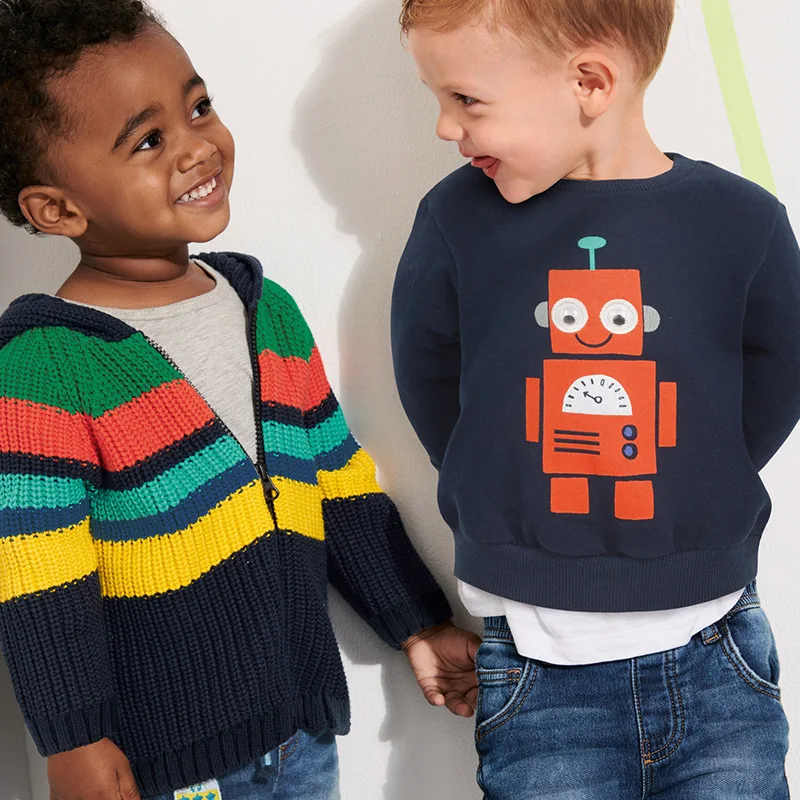 

Little maven 2019 autumn baby boys brand clothes children cotton Sweatshirts boy robot print fleece kids outfit C0169