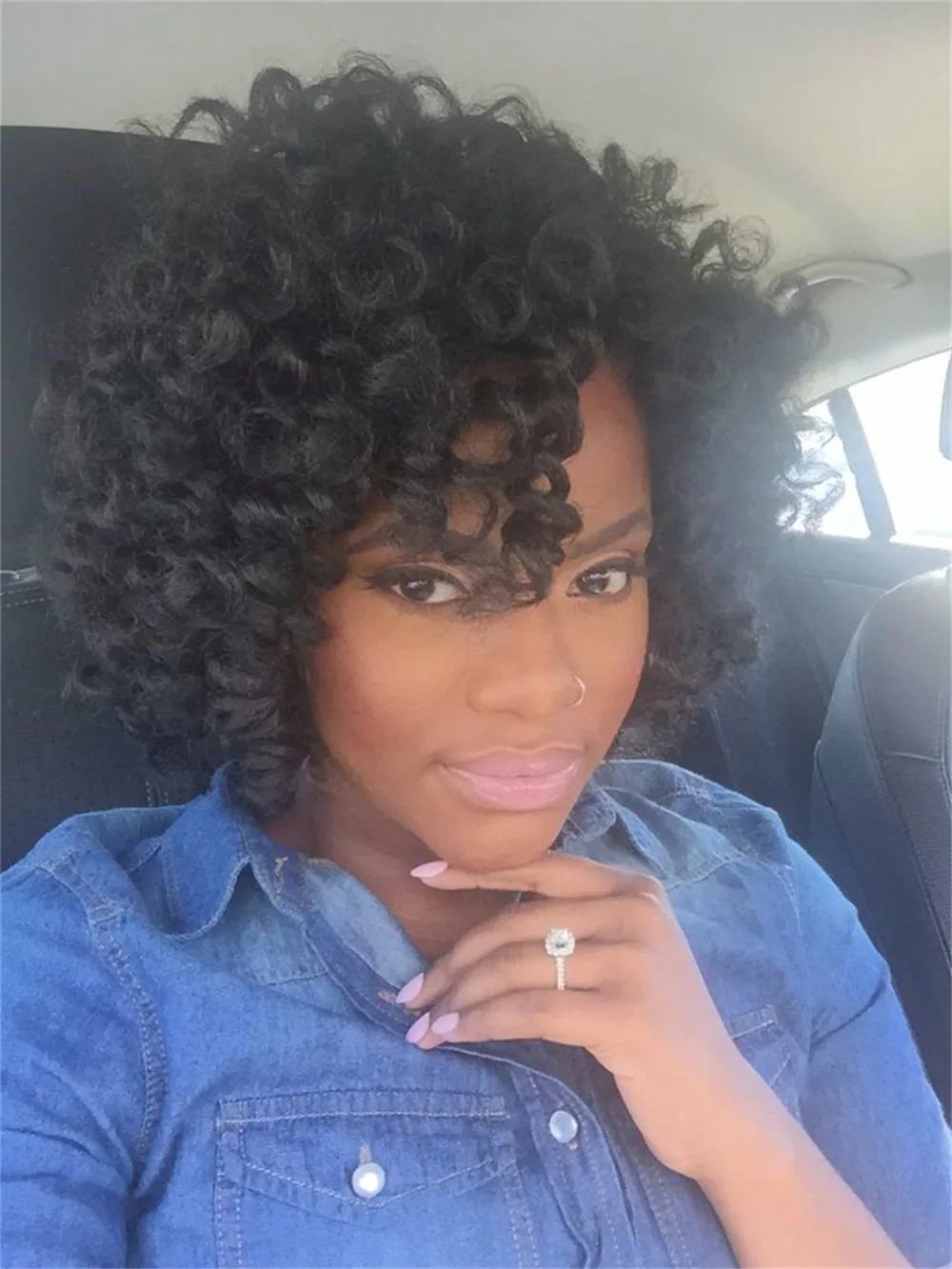 Cheap Short Black Kinky Curly Brazilian Virgin Hair Human Hair