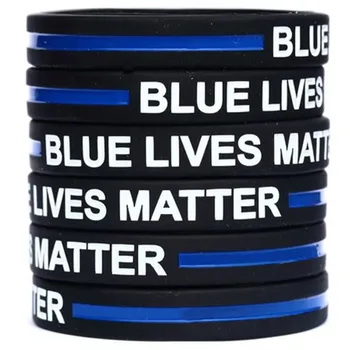 

100pcs blue thin line lives matter rubber silicone wristband bracelet free shipping by ePacket