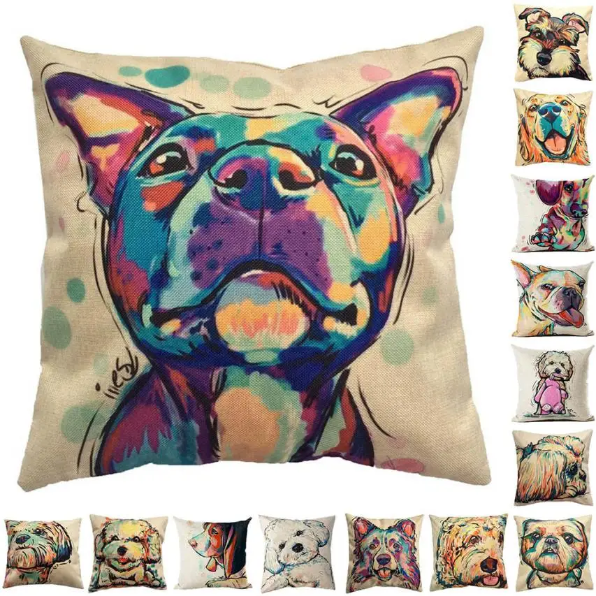 

Cute Dog Dachshund Print Pillow cover Animals Pillow Cover Decorative pillowcase For Sofa Chair Cushion Cover 45x45cm Home Decor