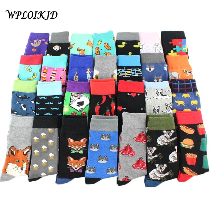 [WPLOIKJD] хип-хоп Calcetines Hombre Tide Sox Красочные уличные забавные мужские носки Divertido подарки для мужчин Skarpetki Harajuku