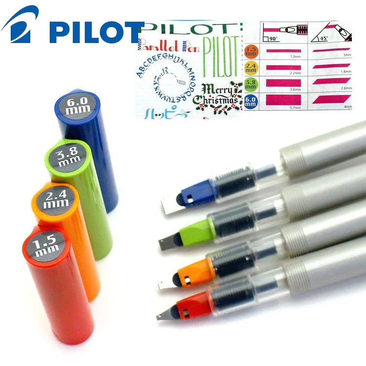 

Pilot Parallel/Duckbill Calligraphy Marker 1.5/2.4/3.8/6.0mm Tip Arabic Gothic Design Colored Fountain Pen Ink Refill Cartridge