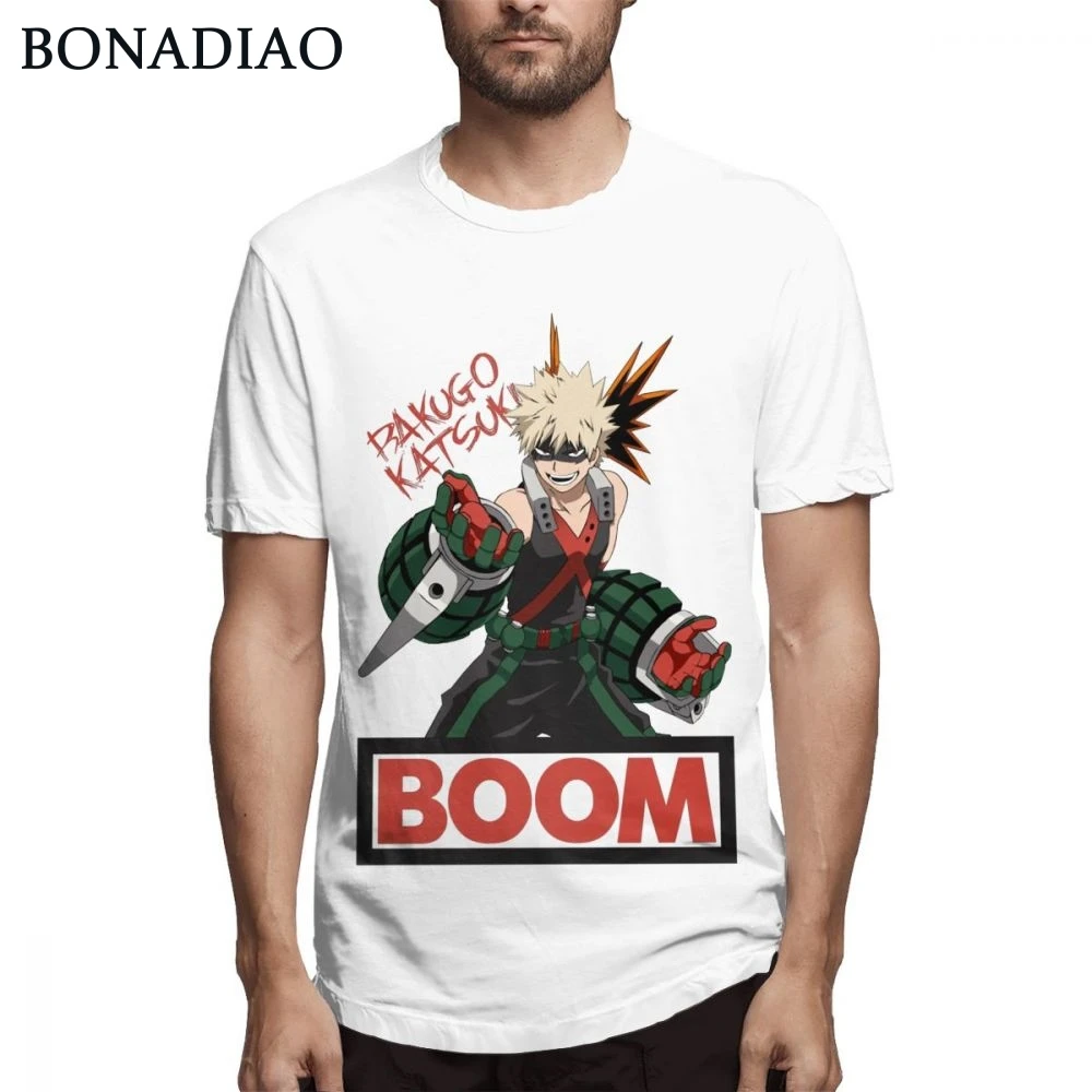 Новинка футболка Bakugo Katsuki BOOM летняя модная уличная с аниме Мой герой |