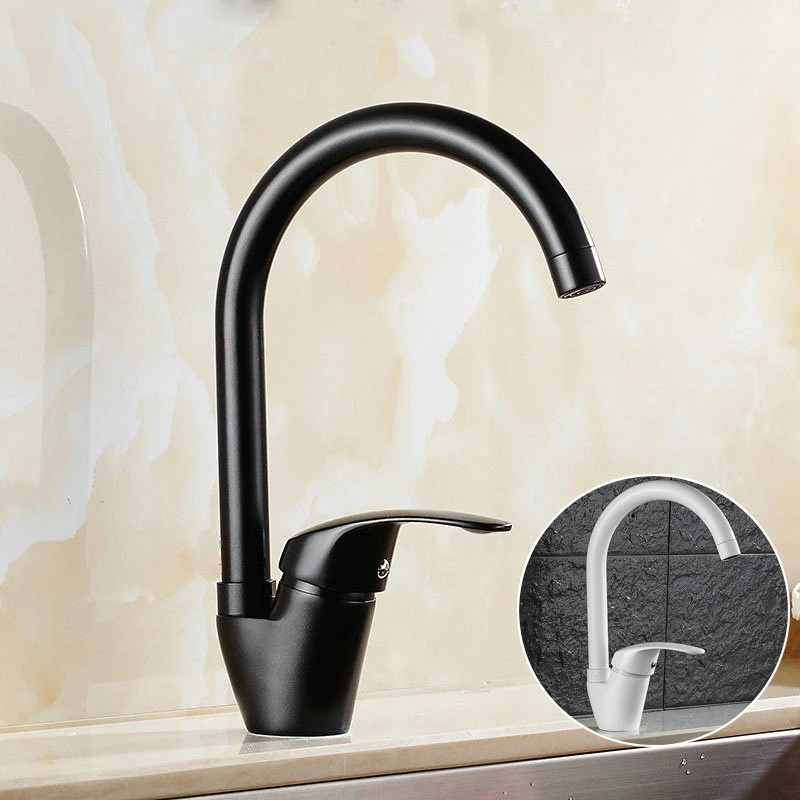 

Kitchen Faucet Copper Water Sink Mixer Tap Cold And Hot Mixer Tap Curved Outlet Pipe Tap Single Handle Deck Mounted Saving Water
