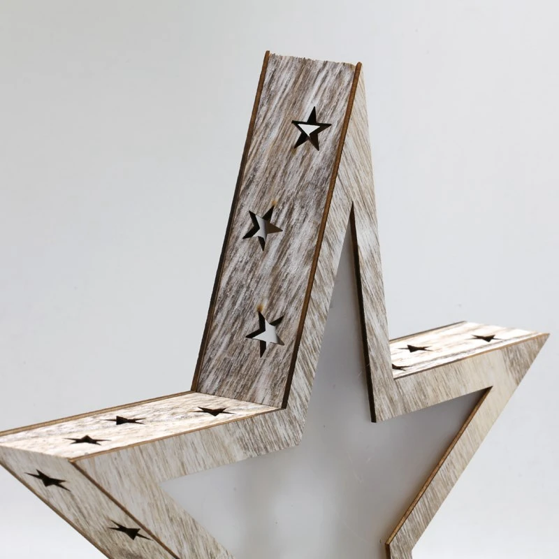 Creative Wooden Pentagram LED Night Lamp Indoor Christmas Halloween Holiday Decoration Table Star Lighting for Children Gift (8)